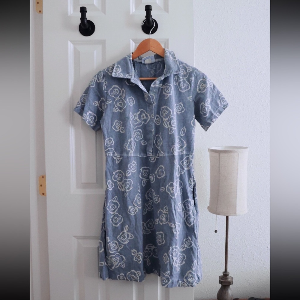 Floral Blue Short Sleeve Dress
